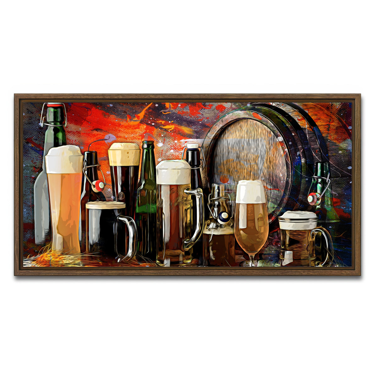 AUTO-MOCKUP WHITE | Beer Types Abstract | 1 Piece | Walnut Framed Canvas | group=2x1
