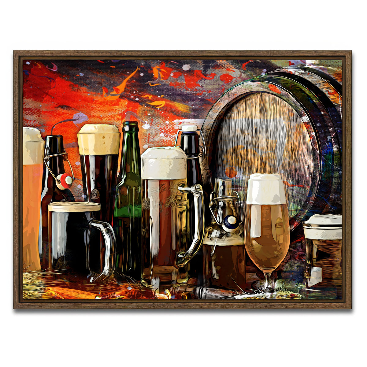 AUTO-MOCKUP WHITE | Beer Types Abstract | 1 Piece | Walnut Framed Canvas | group=4x3