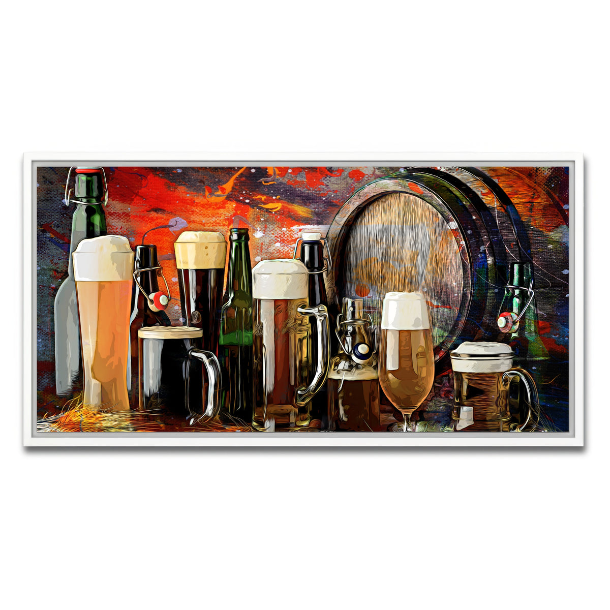 AUTO-MOCKUP WHITE | Beer Types Abstract | 1 Piece | White Framed Canvas | group=2x1