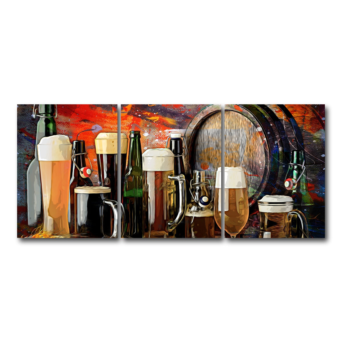 AUTO-MOCKUP WHITE | Beer Types Abstract | 3 Piece | Gallery Wrap Canvas | group=18x24
