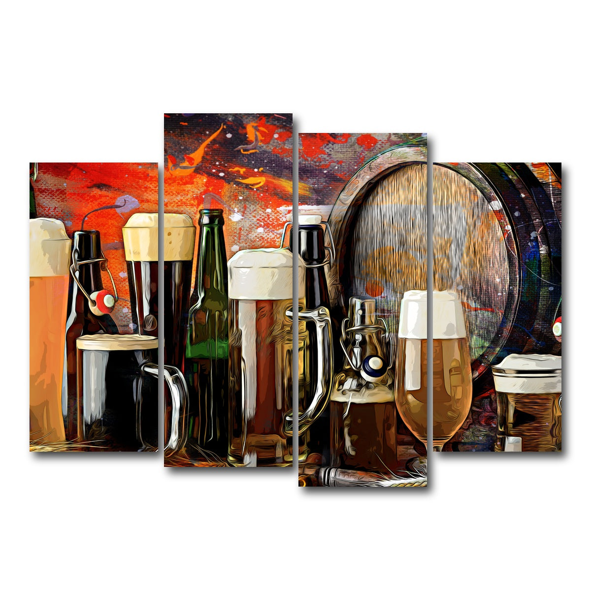 AUTO-MOCKUP WHITE | Beer Types Abstract | 4 Piece | Gallery Wrap Canvas | group=4_normal