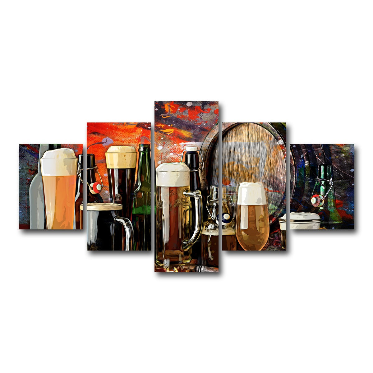 AUTO-MOCKUP WHITE | Beer Types Abstract | 5 Piece | Gallery Wrap Canvas | group=5_short