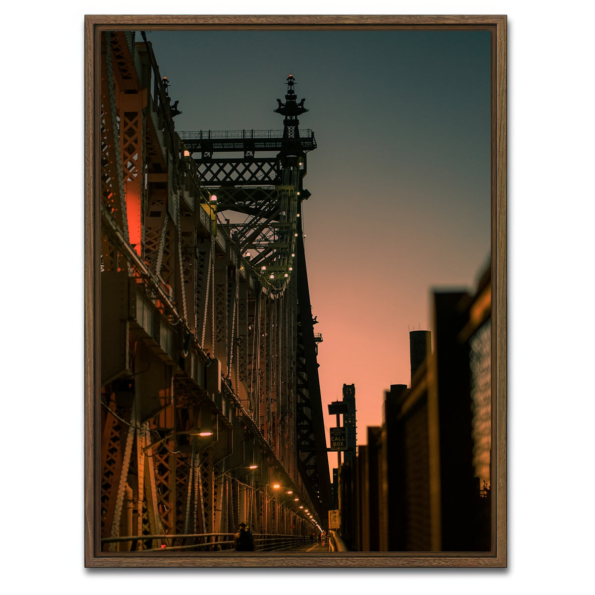 AUTO-MOCKUP WHITE | Biking the Queensboro Bridge | 1 Piece | Walnut Framed Canvas | group=3x4