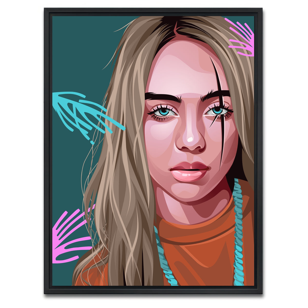 AUTO-MOCKUP WHITE | Billie Eilish | 1 Piece | Black Framed Canvas | group=3x4