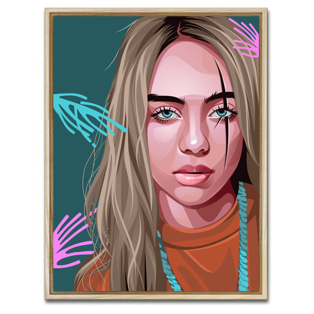 AUTO-MOCKUP WHITE | Billie Eilish | 1 Piece | Natural Framed Canvas | group=3x4