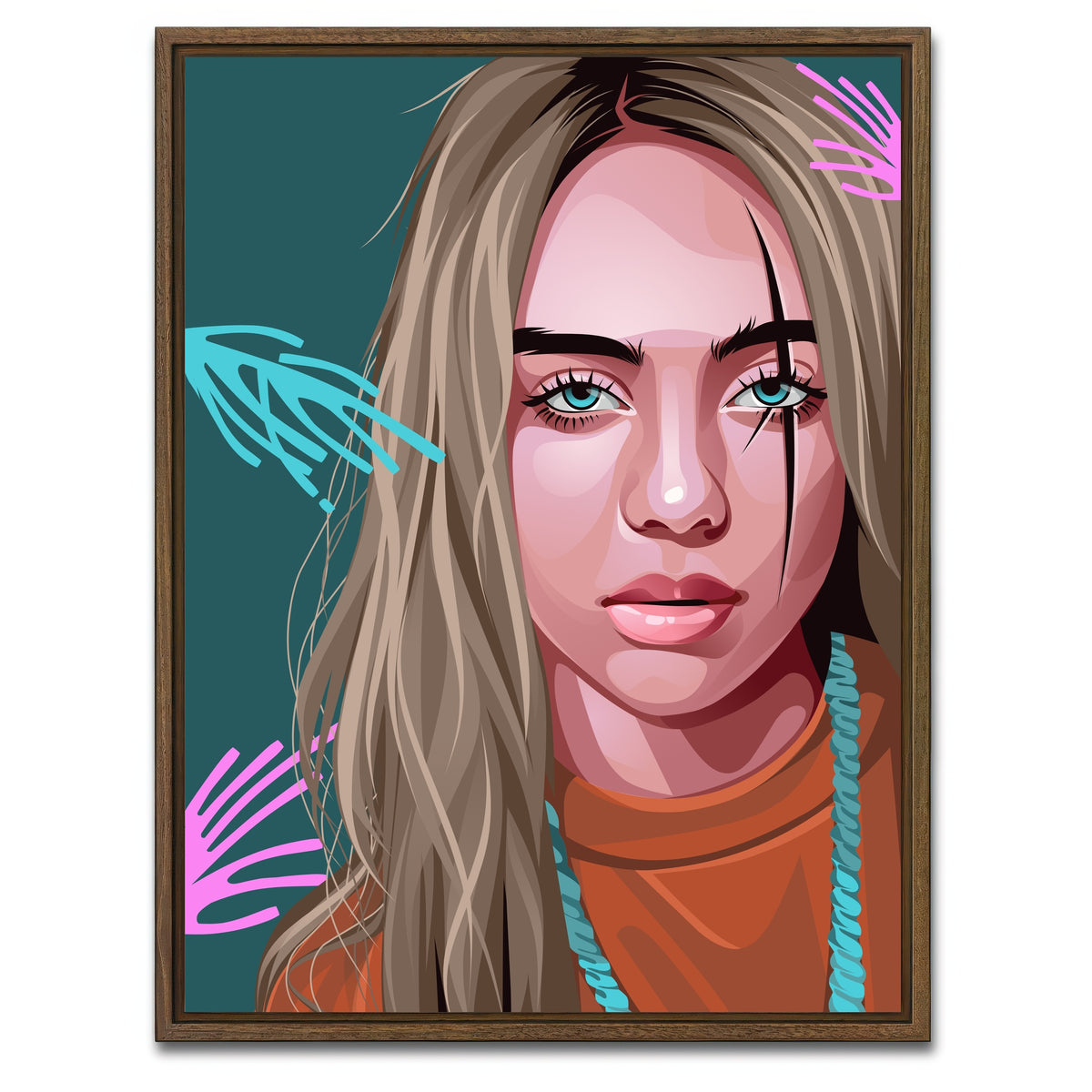 AUTO-MOCKUP WHITE | Billie Eilish | 1 Piece | Walnut Framed Canvas | group=3x4