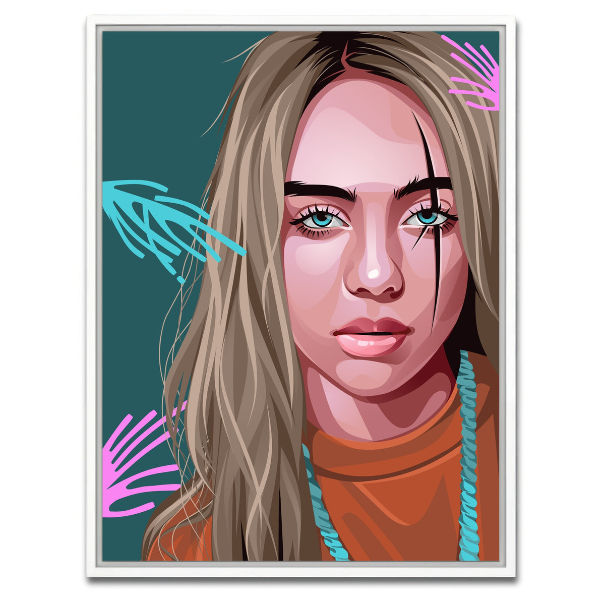 AUTO-MOCKUP WHITE | Billie Eilish | 1 Piece | White Framed Canvas | group=3x4
