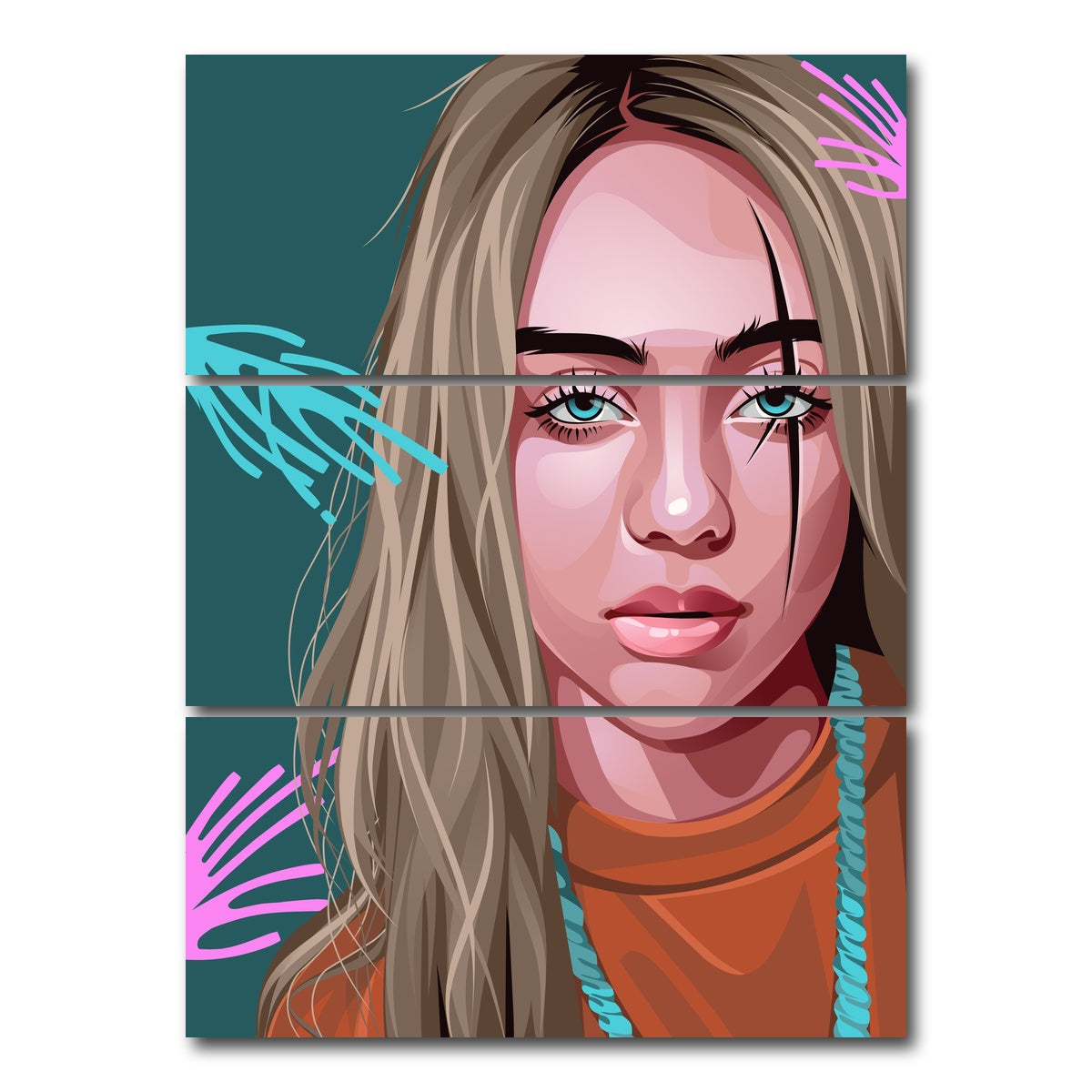 AUTO-MOCKUP WHITE | Billie Eilish | 3 Piece | Gallery Wrap Canvas | group=8x18_stacked