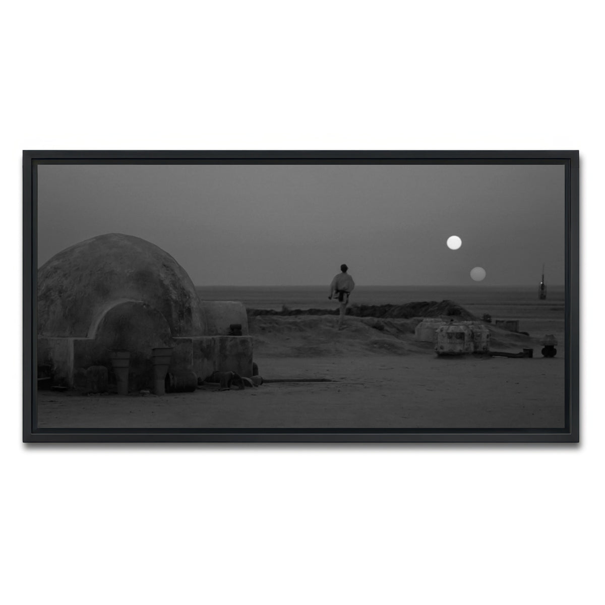 AUTO-MOCKUP WHITE | Binary sunset grayscale | 1 Piece | Black Frame | group=2x1