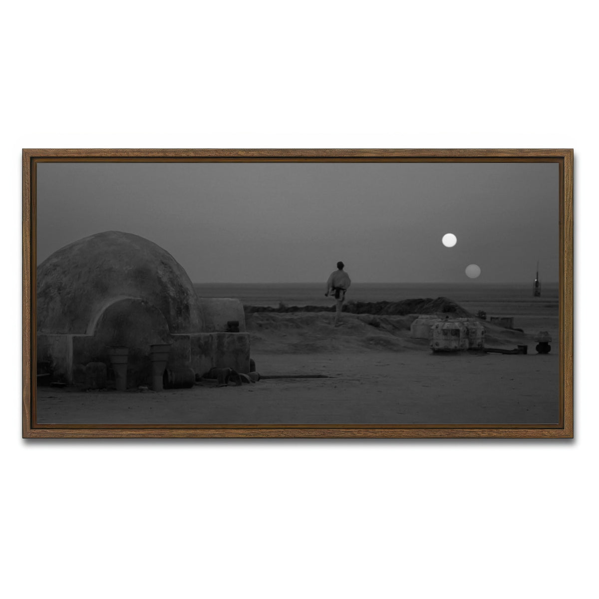 AUTO-MOCKUP WHITE | Binary sunset grayscale | 1 Piece | Walnut Frame | group=2x1