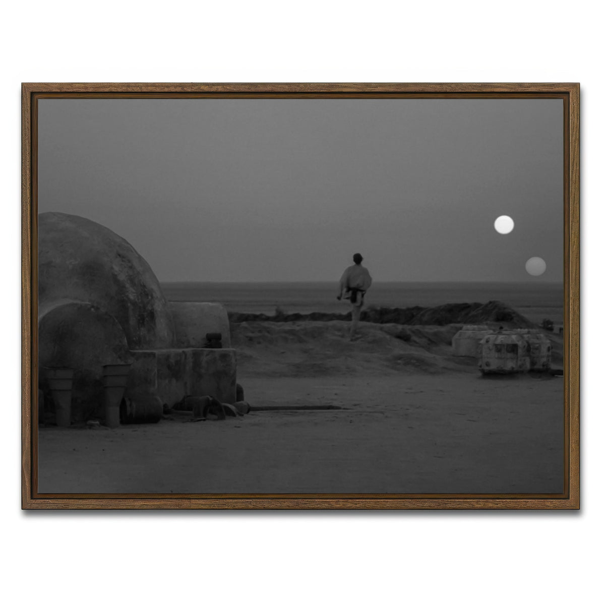 AUTO-MOCKUP WHITE | Binary sunset grayscale | 1 Piece | Walnut Frame | group=4x3