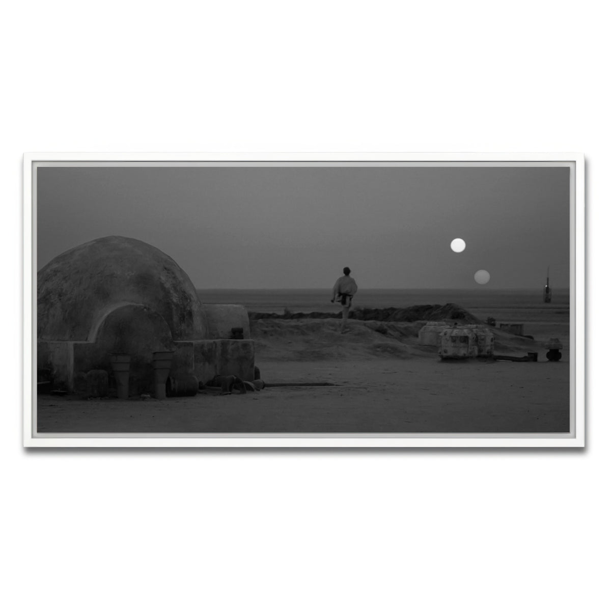 AUTO-MOCKUP WHITE | Binary sunset grayscale | 1 Piece | White Frame | group=2x1