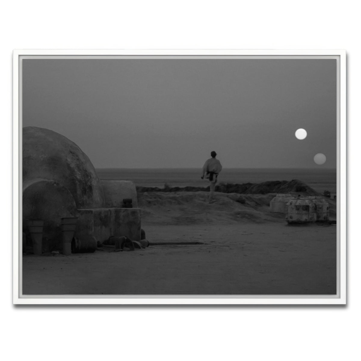 AUTO-MOCKUP WHITE | Binary sunset grayscale | 1 Piece | White Frame | group=4x3