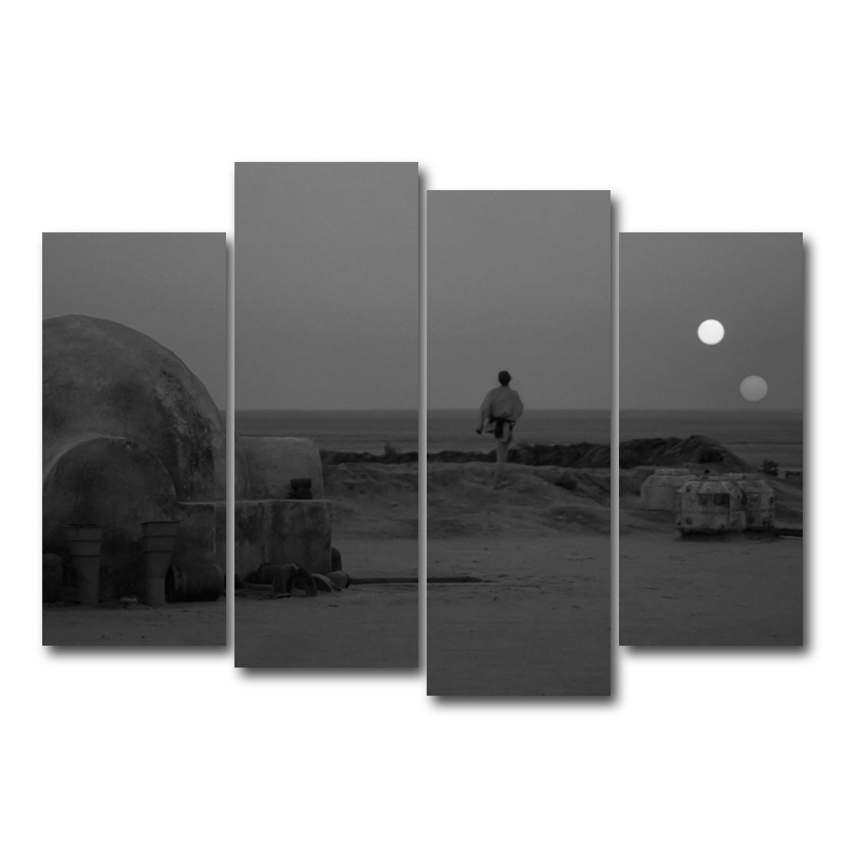 AUTO-MOCKUP WHITE | Binary sunset grayscale | 4 Piece | Gallery Wrapped | group=4_normal