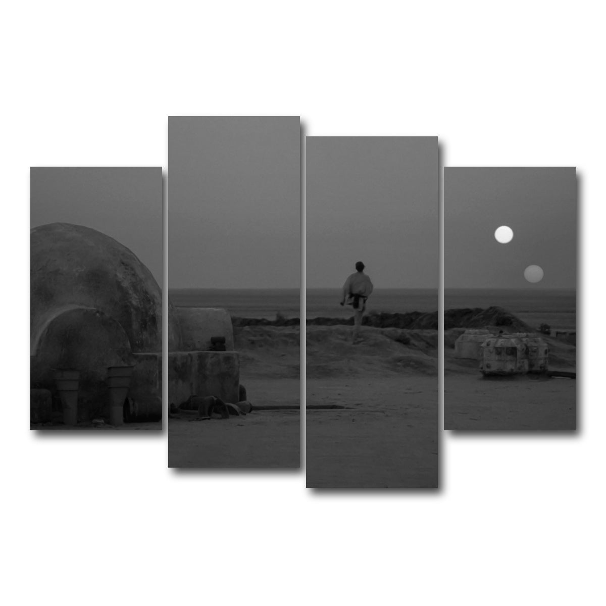 AUTO-MOCKUP WHITE | Binary sunset grayscale | 4 Piece | Gallery Wrapped | group=4_short