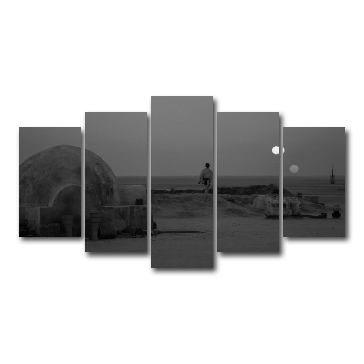 AUTO-MOCKUP WHITE | Binary sunset grayscale | 5 Piece | Gallery Wrapped | group=5_normal