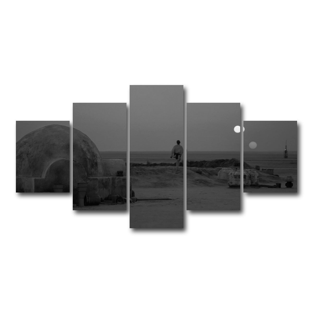 AUTO-MOCKUP WHITE | Binary sunset grayscale | 5 Piece | Gallery Wrapped | group=5_short
