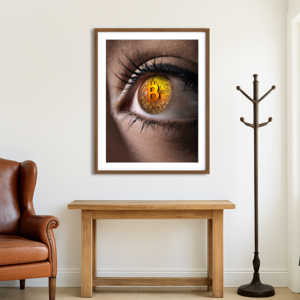 AUTO-MOCKUP ROOM | Bitcoin Eye Wall Art