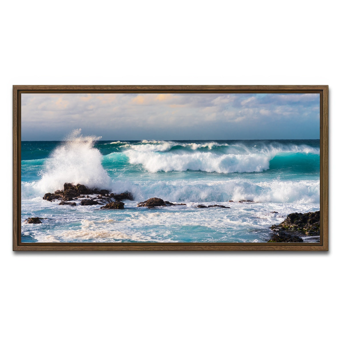 AUTO-MOCKUP WHITE | Blue Crash | 1 Piece | Walnut Framed Canvas | group=2x1