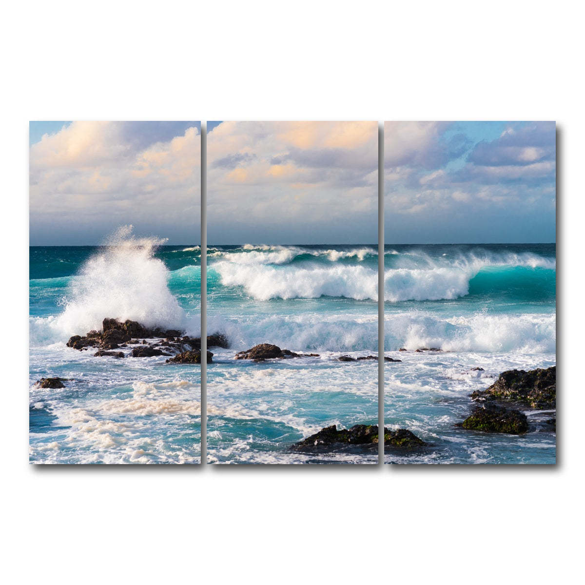 AUTO-MOCKUP WHITE | Blue Crash | 3 Piece | Gallery Wrap Canvas | group=12x24