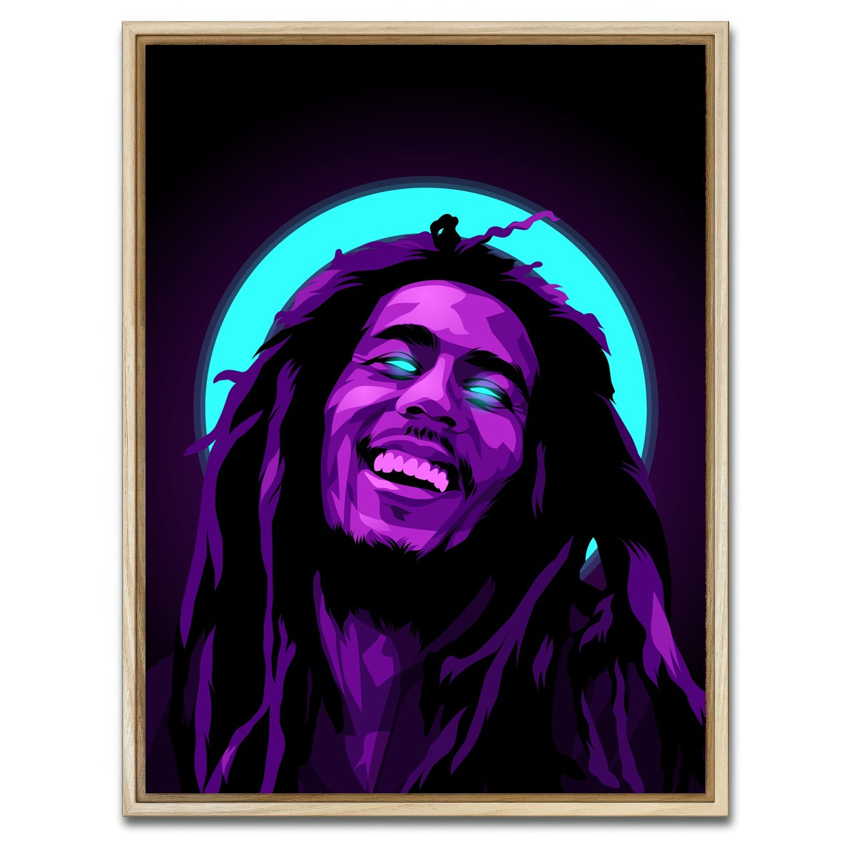 AUTO-MOCKUP WHITE | Bob Marley Halo | 1 Piece | Natural Framed Canvas | group=3x4