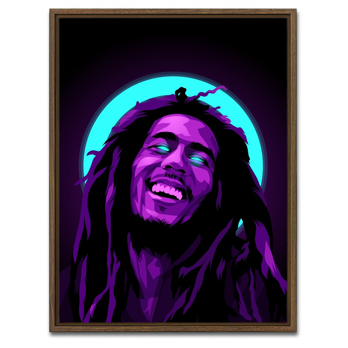 AUTO-MOCKUP WHITE | Bob Marley Halo | 1 Piece | Walnut Framed Canvas | group=3x4