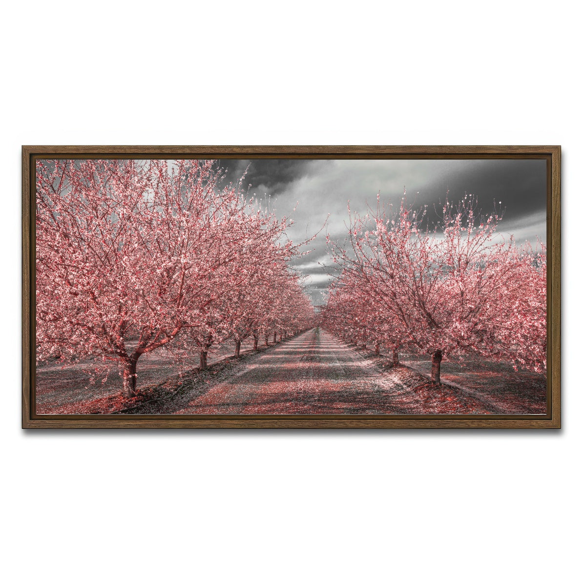 AUTO-MOCKUP WHITE | California Pink Blossoms | 1 Piece | Walnut Framed Canvas | group=2x1