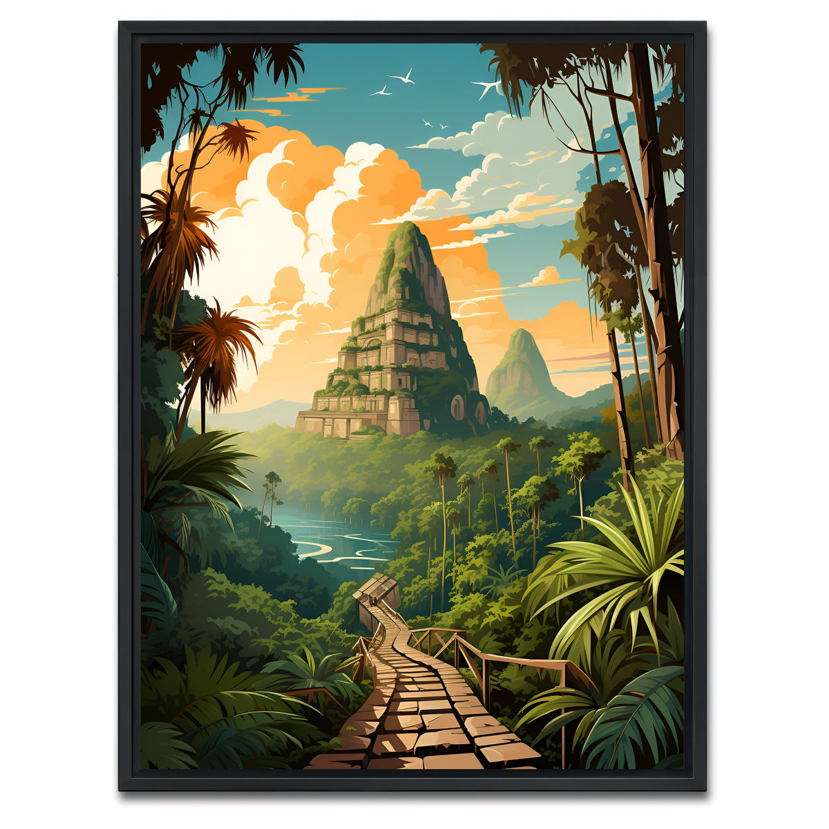 AUTO-MOCKUP WHITE | Cambodia - Bayon Temple | 1 Piece | Black Framed Canvas | group=3x4