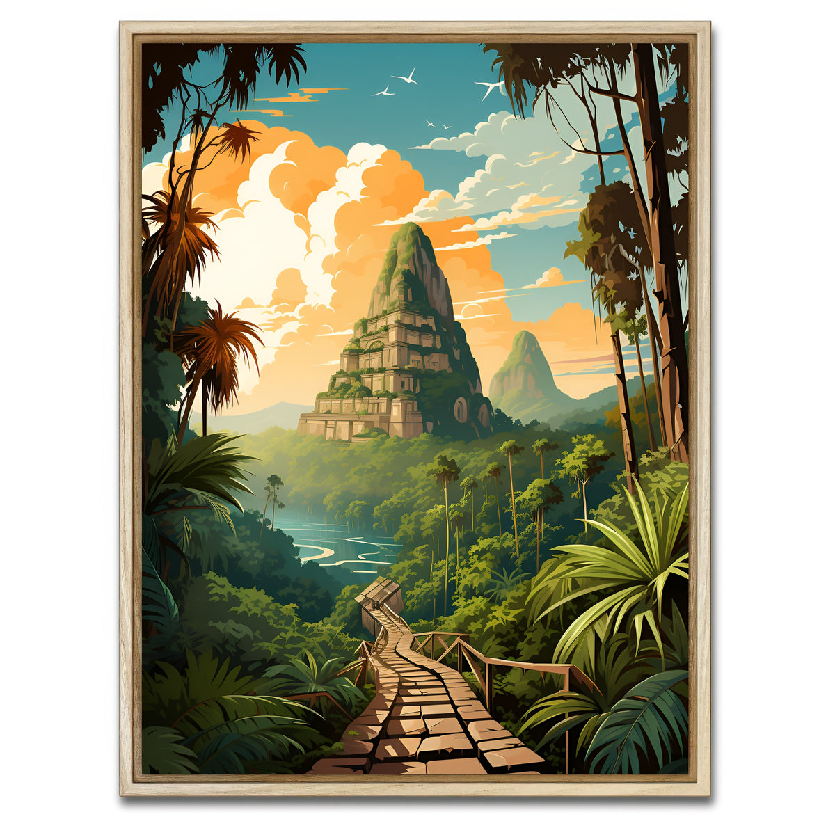 AUTO-MOCKUP WHITE | Cambodia - Bayon Temple | 1 Piece | Natural Framed Canvas | group=3x4