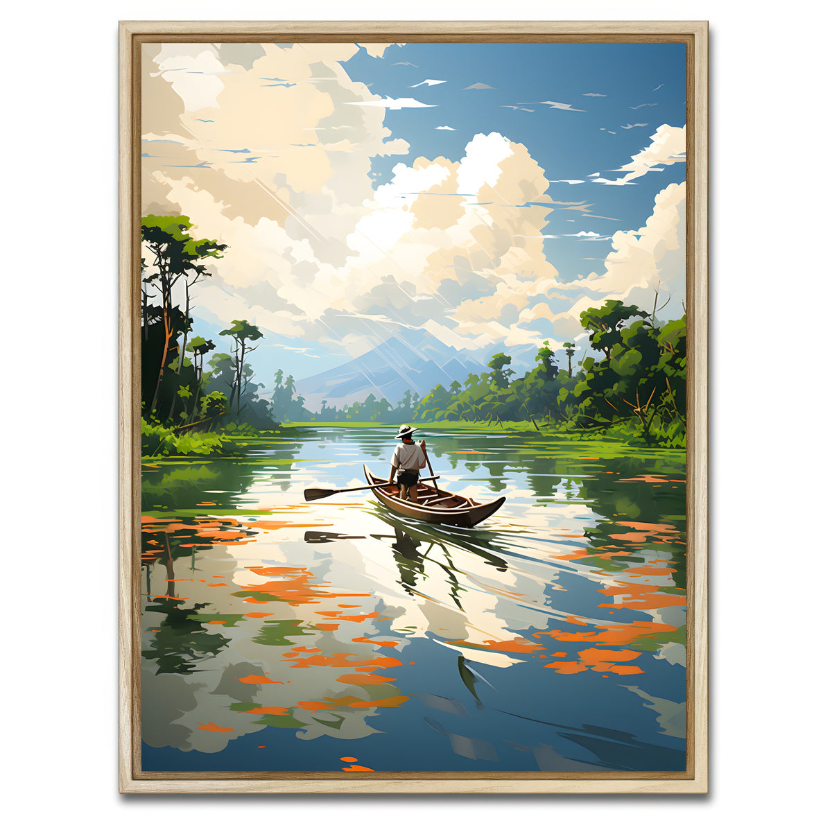 AUTO-MOCKUP WHITE | Cambodia - Siem Reap River | 1 Piece | Natural Framed Canvas | group=3x4