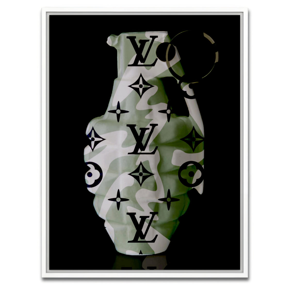 AUTO-MOCKUP WHITE | Camo LV Grenade | 1 Piece | White Framed Canvas | group=3x4