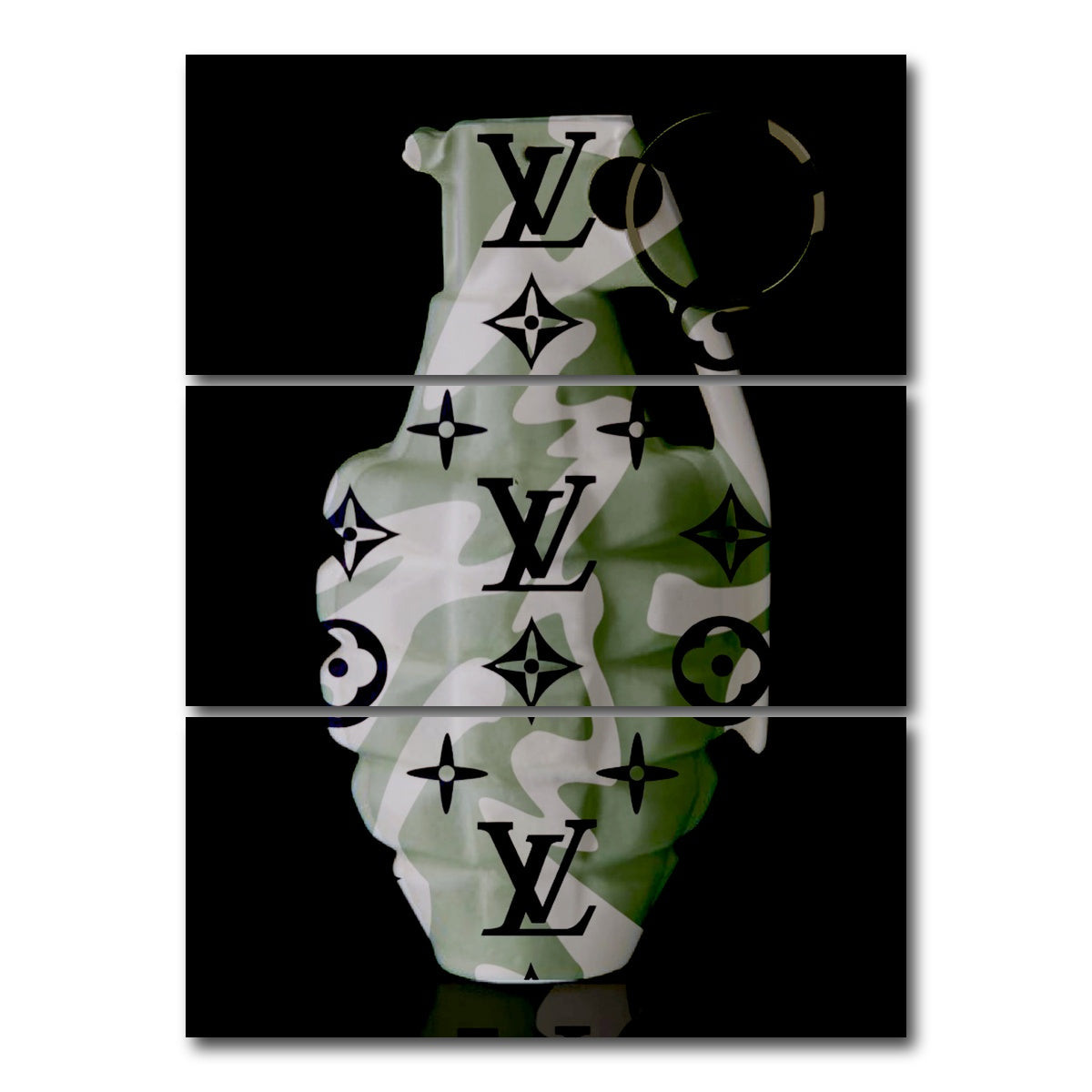 AUTO-MOCKUP WHITE | Camo LV Grenade | 3 Piece | Gallery Wrap Canvas | group=8x18_stacked