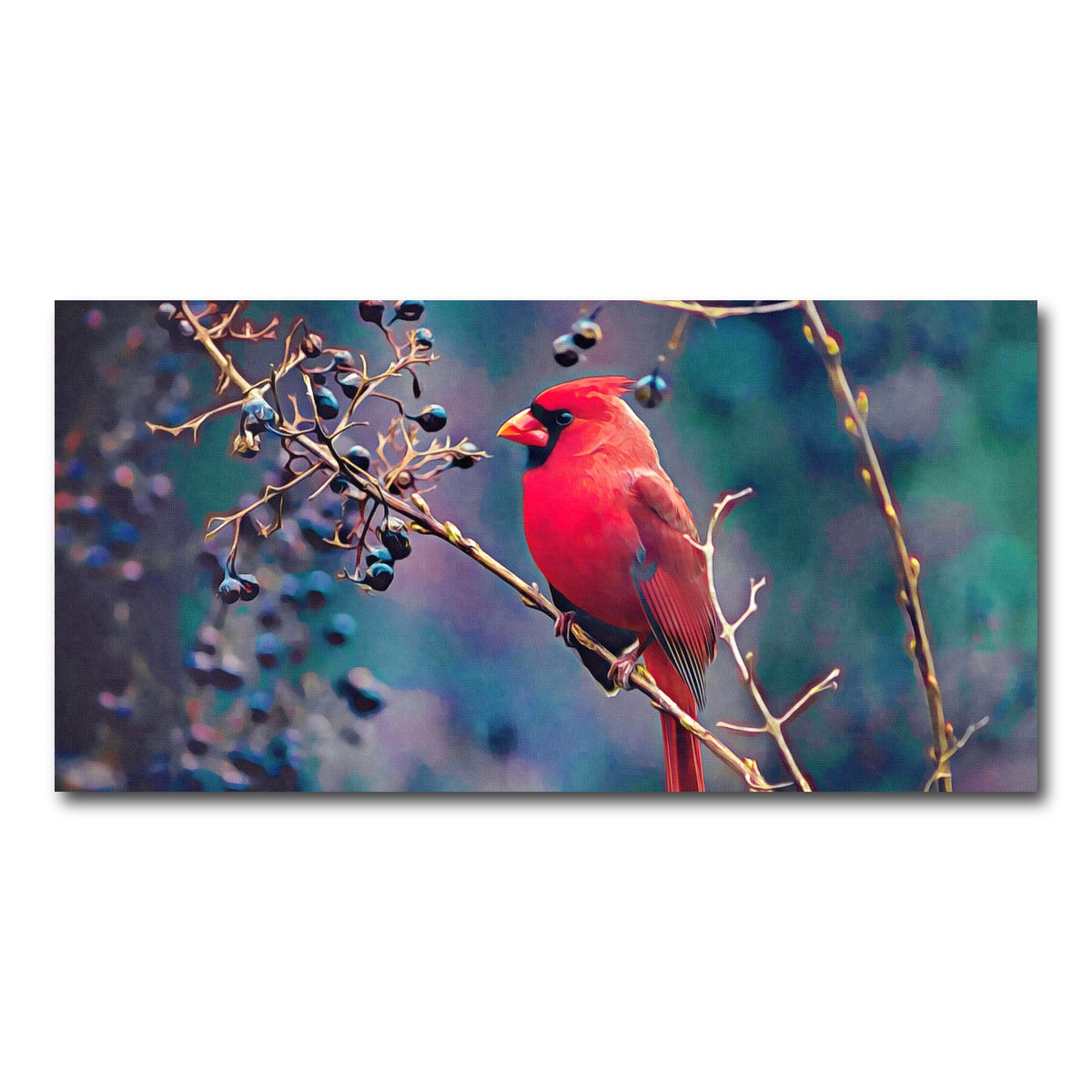 AUTO-MOCKUP WHITE | Cardinal and Berries | 1 Piece | Gallery Wrap Canvas | group=2x1