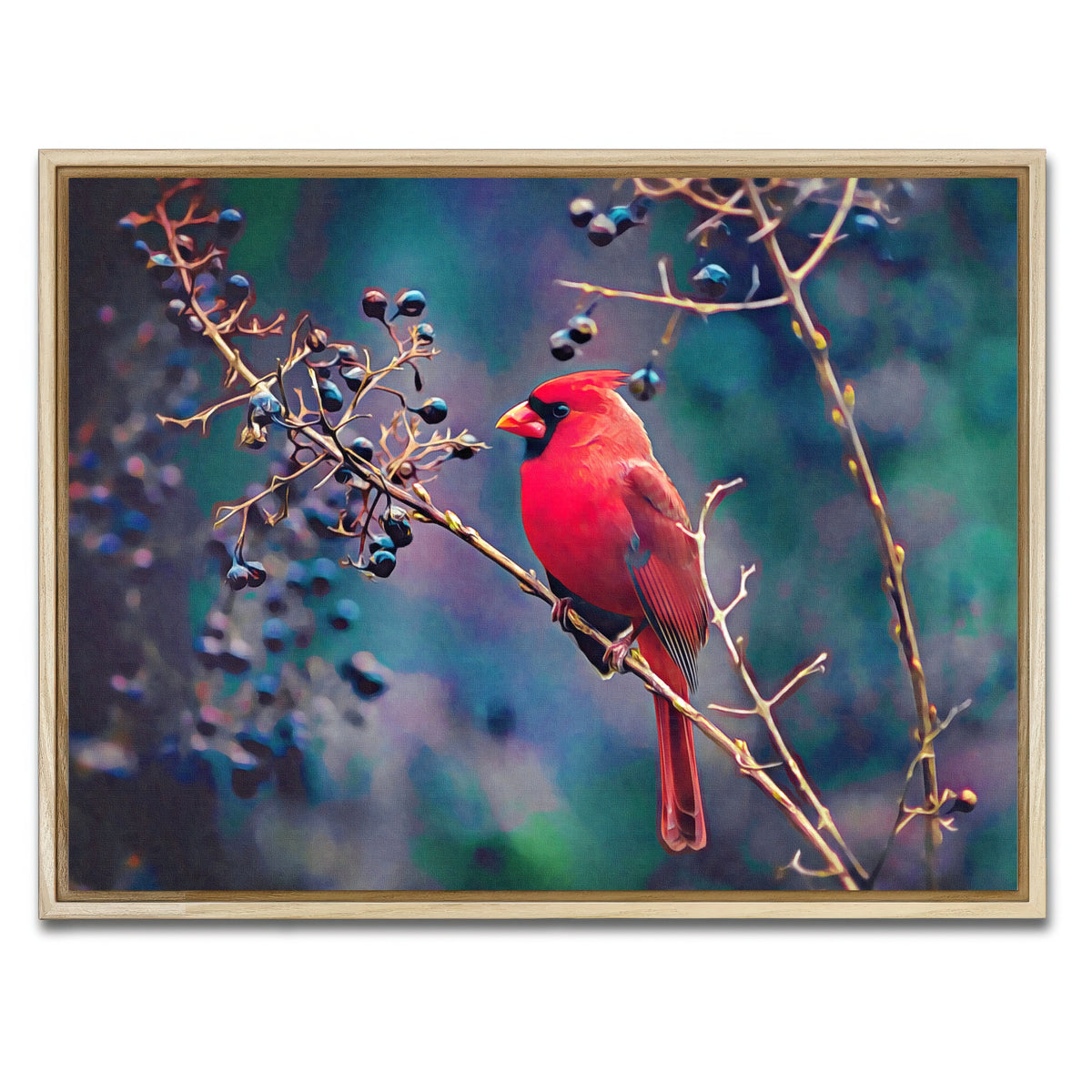 AUTO-MOCKUP WHITE | Cardinal and Berries | 1 Piece | Natural Framed Canvas | group=4x3