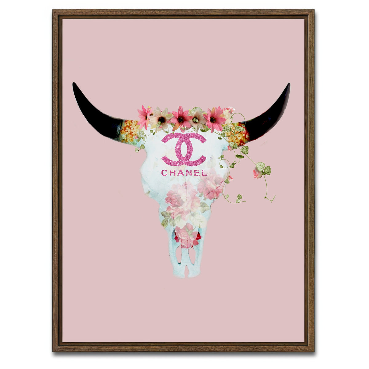 AUTO-MOCKUP WHITE | Chanel Bull Skull | 1 Piece | Walnut Framed Canvas | group=3x4
