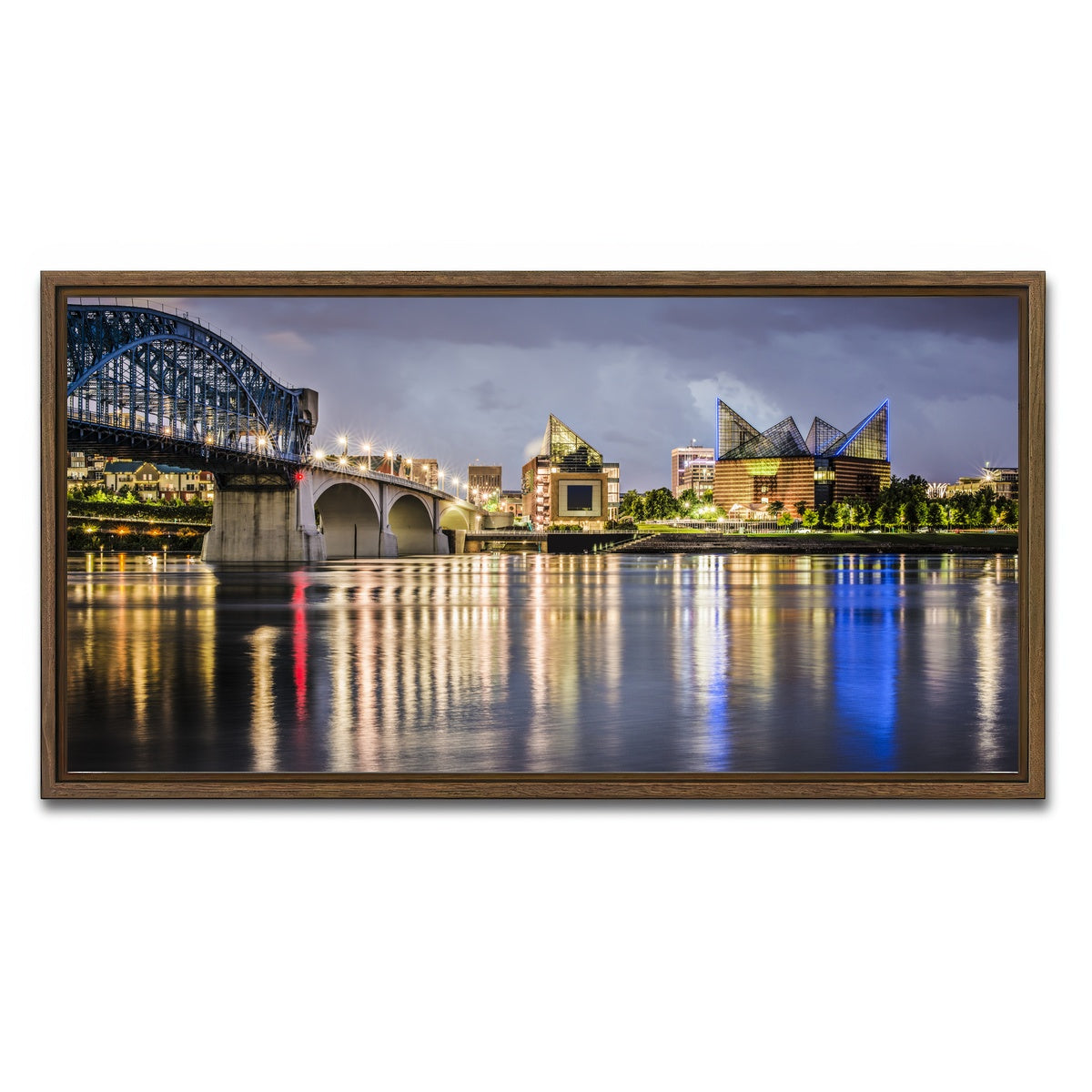 AUTO-MOCKUP WHITE | Chattanooga Tennessee River | 1 Piece | Walnut Framed Canvas | group=2x1