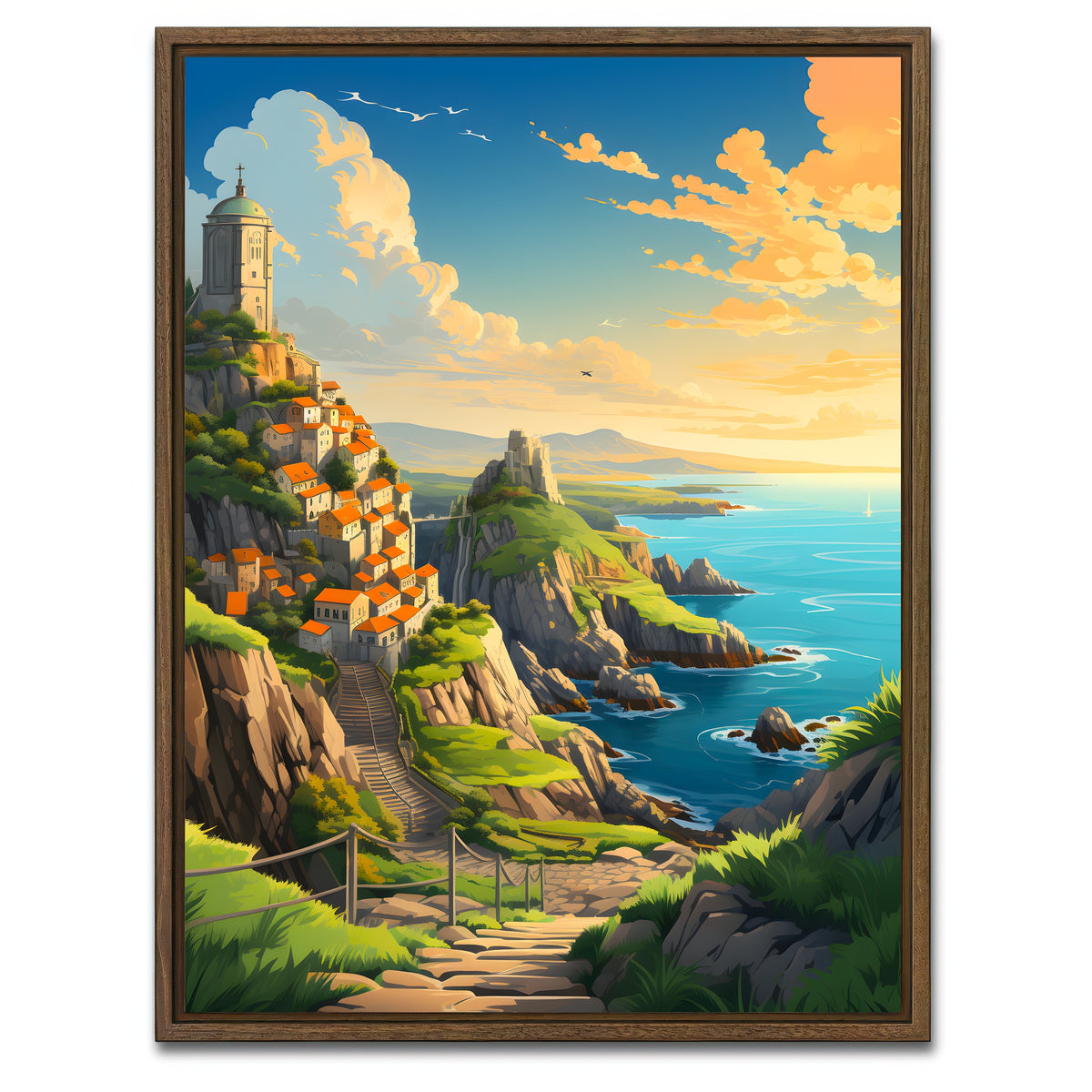 AUTO-MOCKUP WHITE | Croatia - The Walls of Dubrovnik | 1 Piece | Walnut Framed Canvas | group=3x4