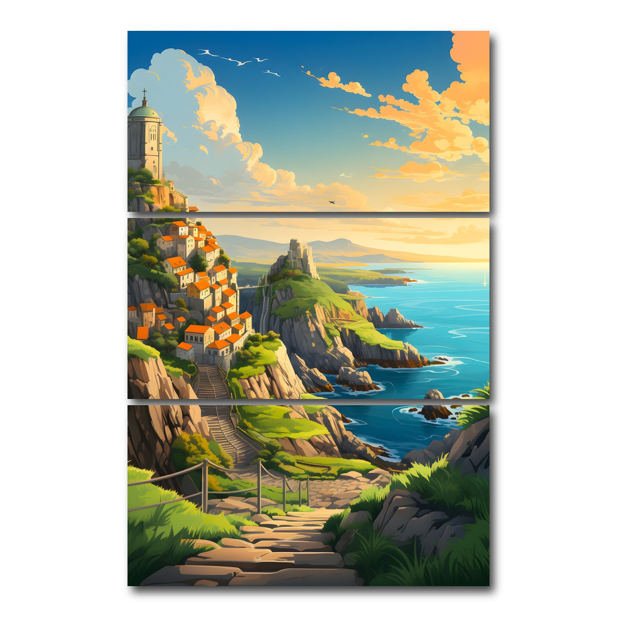 AUTO-MOCKUP WHITE | Croatia - The Walls of Dubrovnik | 3 Piece | Gallery Wrap Canvas | group=12x24_stacked