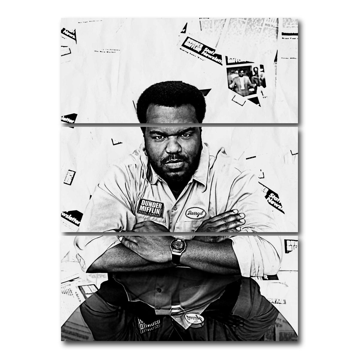 AUTO-MOCKUP WHITE | Darryl Grayscale | 3 Piece | Gallery Wrap Canvas | group=8x18_stacked