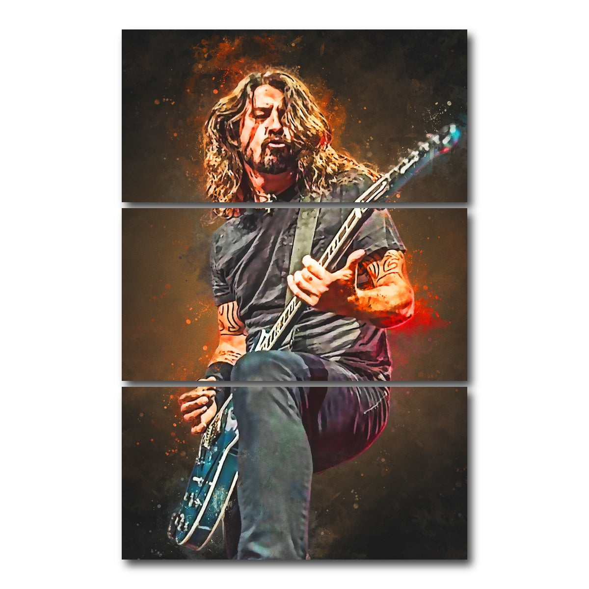 AUTO-MOCKUP WHITE | Dave Grohl | 3 Piece | Gallery Wrap Canvas | group=12x24_stacked