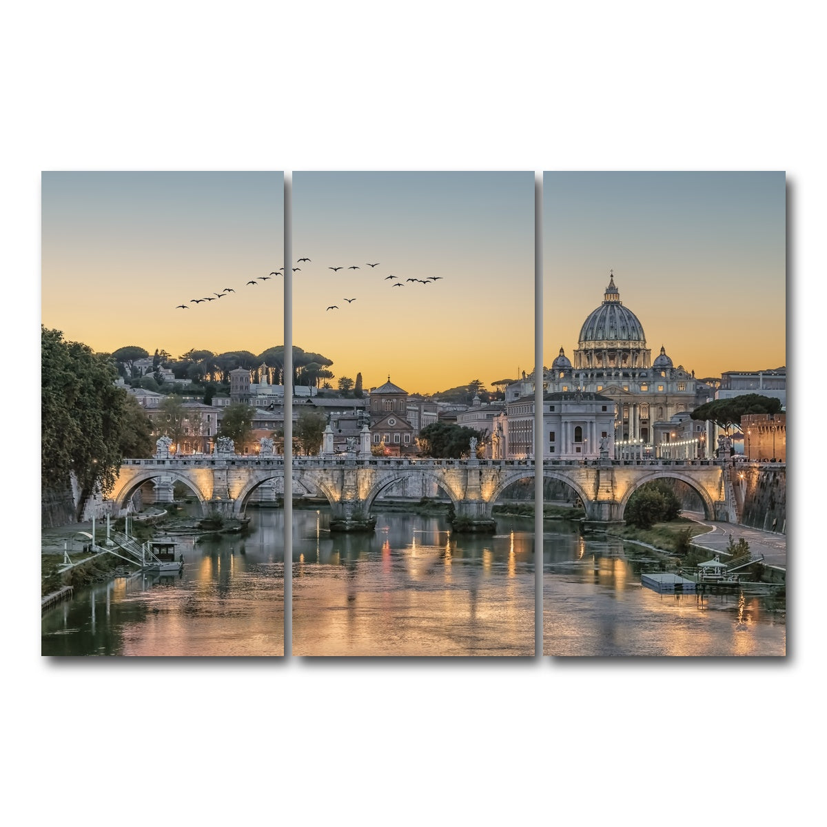 AUTO-MOCKUP WHITE | Flock Of Birds | 3 Piece | Gallery Wrap Canvas | group=12x24