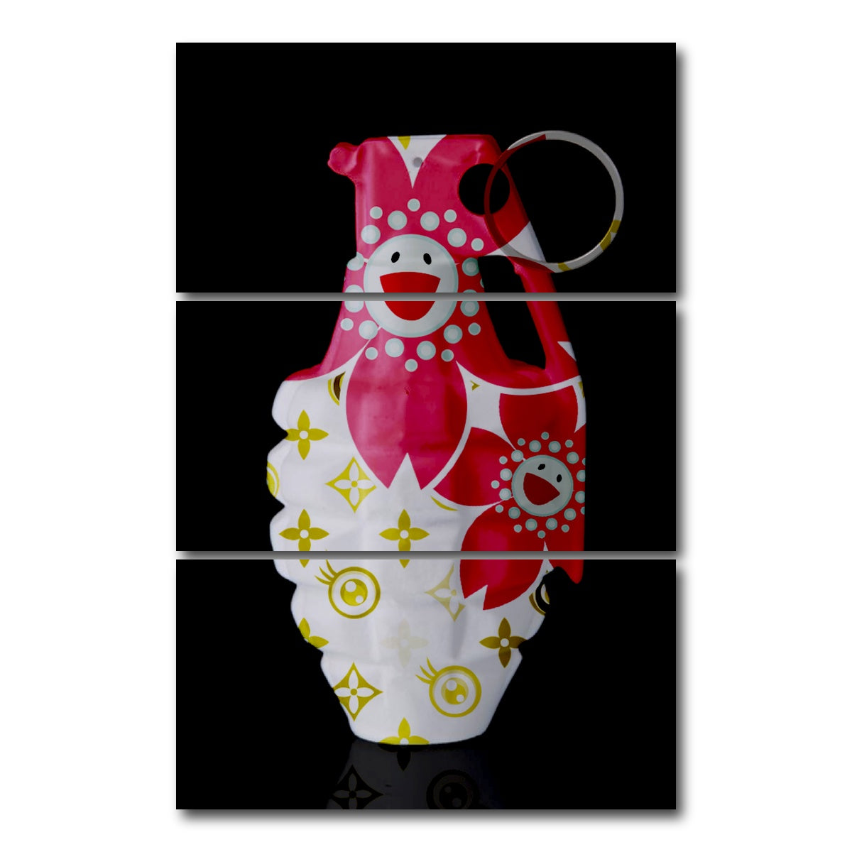 AUTO-MOCKUP WHITE | Flower Power Grenade | 3 Piece | Gallery Wrap Canvas | group=12x24_stacked