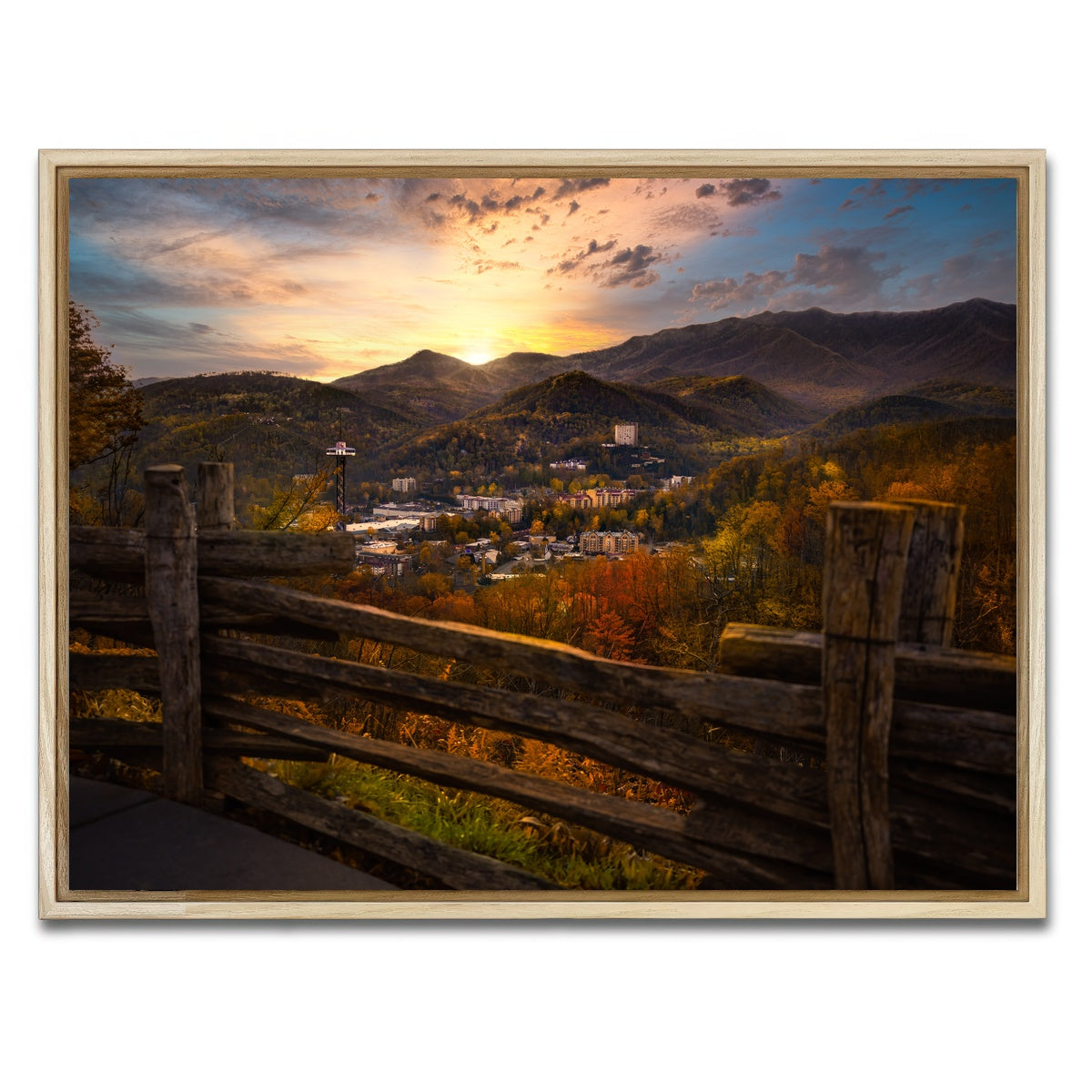 AUTO-MOCKUP WHITE | Gatlinburg Sunset | 1 Piece | Natural Framed Canvas | group=4x3