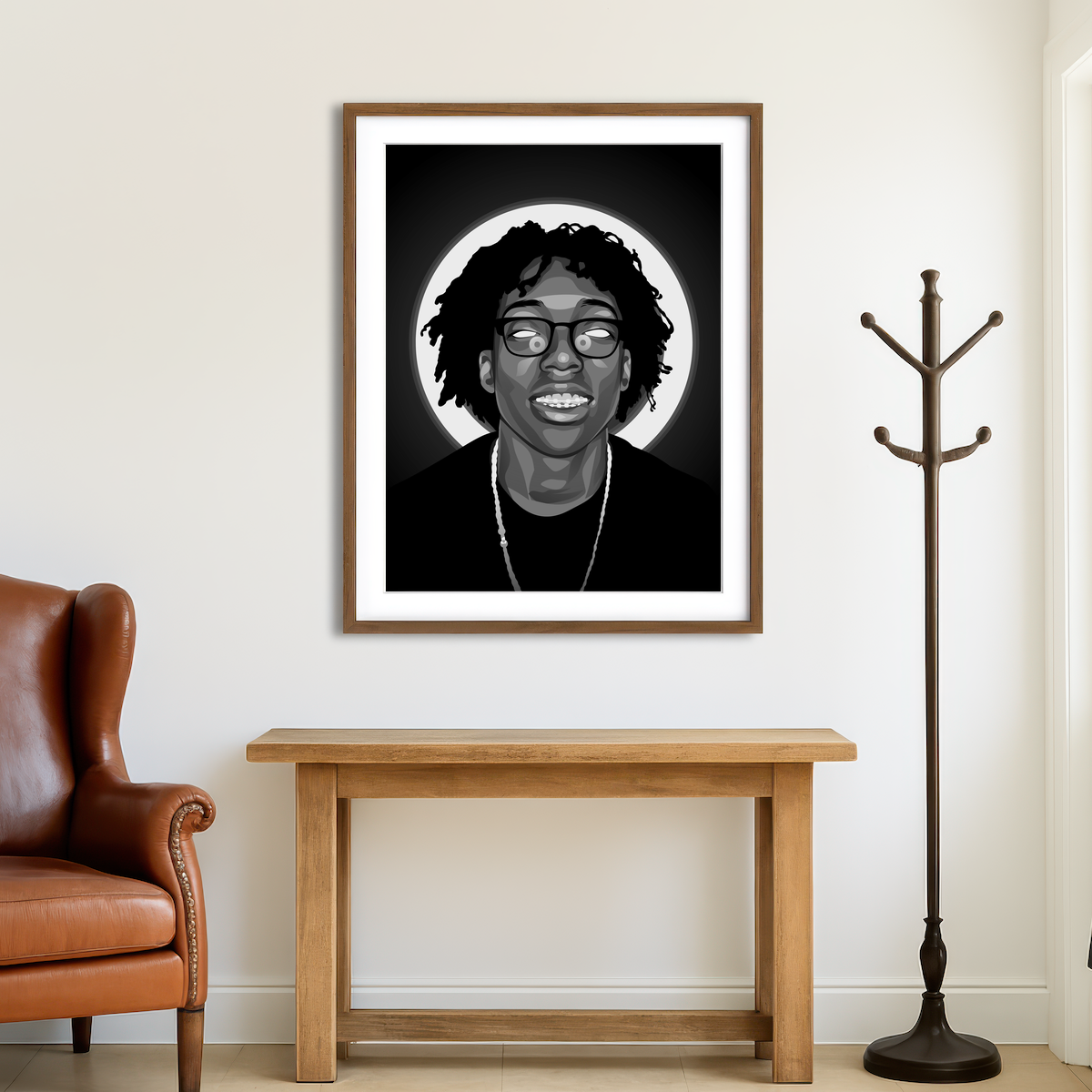 AUTO-MOCKUP ROOM | Grayscale Lil Tecca Wall Art