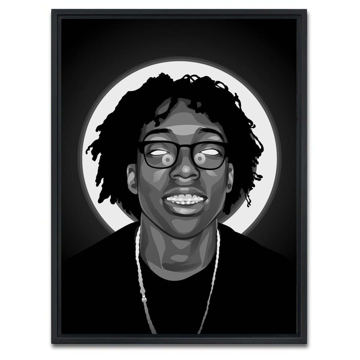AUTO-MOCKUP WHITE | Grayscale Lil Tecca | 1 Piece | Black Framed Canvas | group=3x4