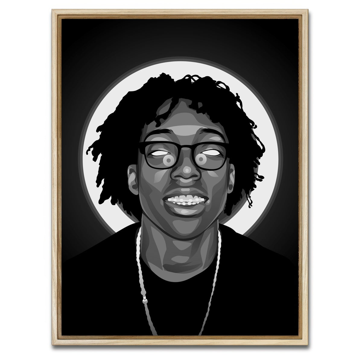 AUTO-MOCKUP WHITE | Grayscale Lil Tecca | 1 Piece | Natural Framed Canvas | group=3x4