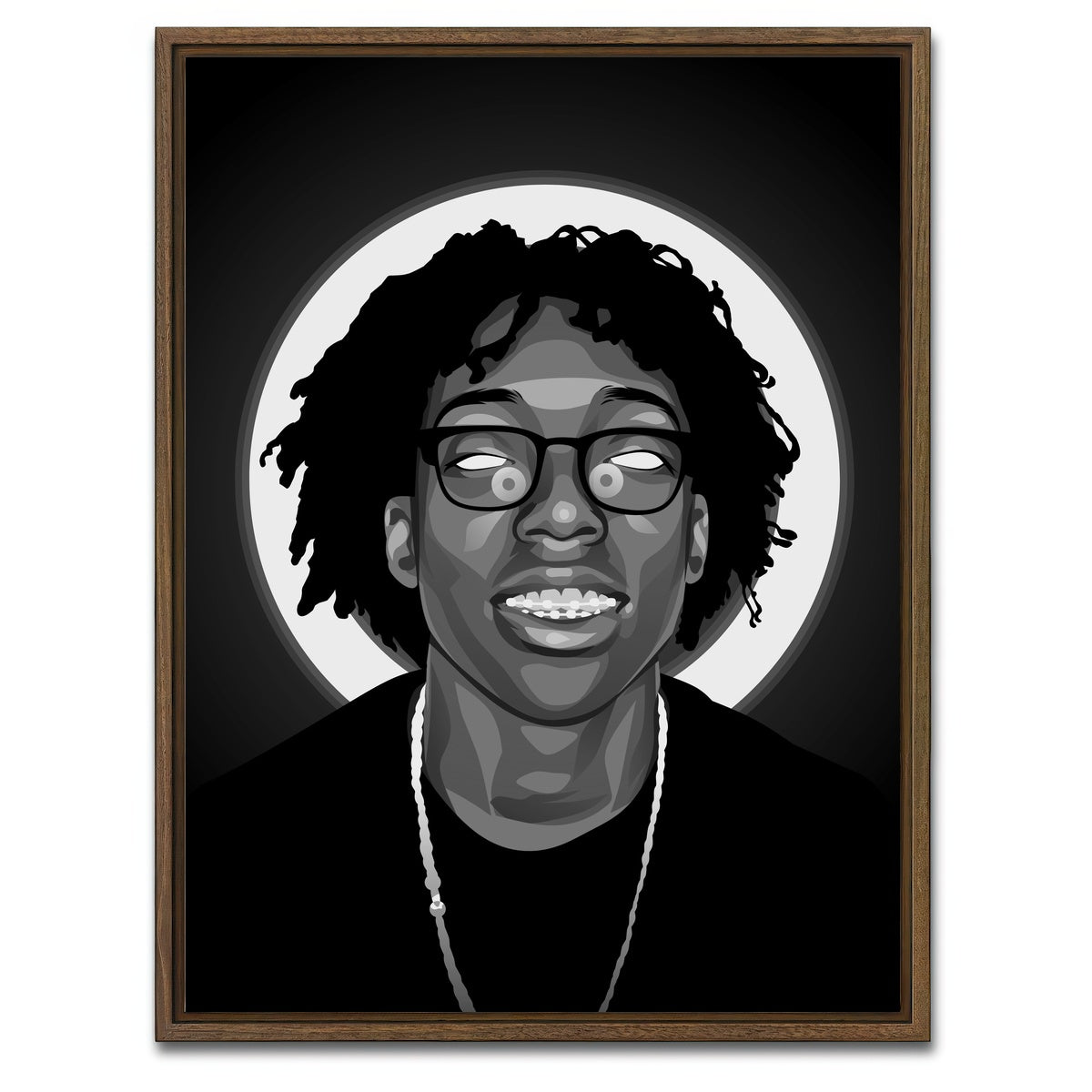 AUTO-MOCKUP WHITE | Grayscale Lil Tecca | 1 Piece | Walnut Framed Canvas | group=3x4