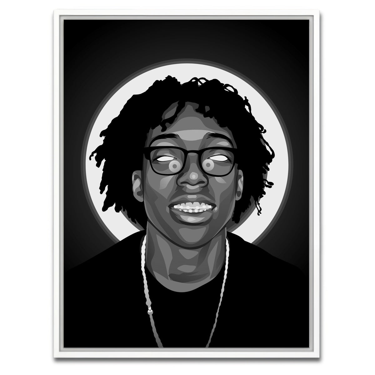 AUTO-MOCKUP WHITE | Grayscale Lil Tecca | 1 Piece | White Framed Canvas | group=3x4