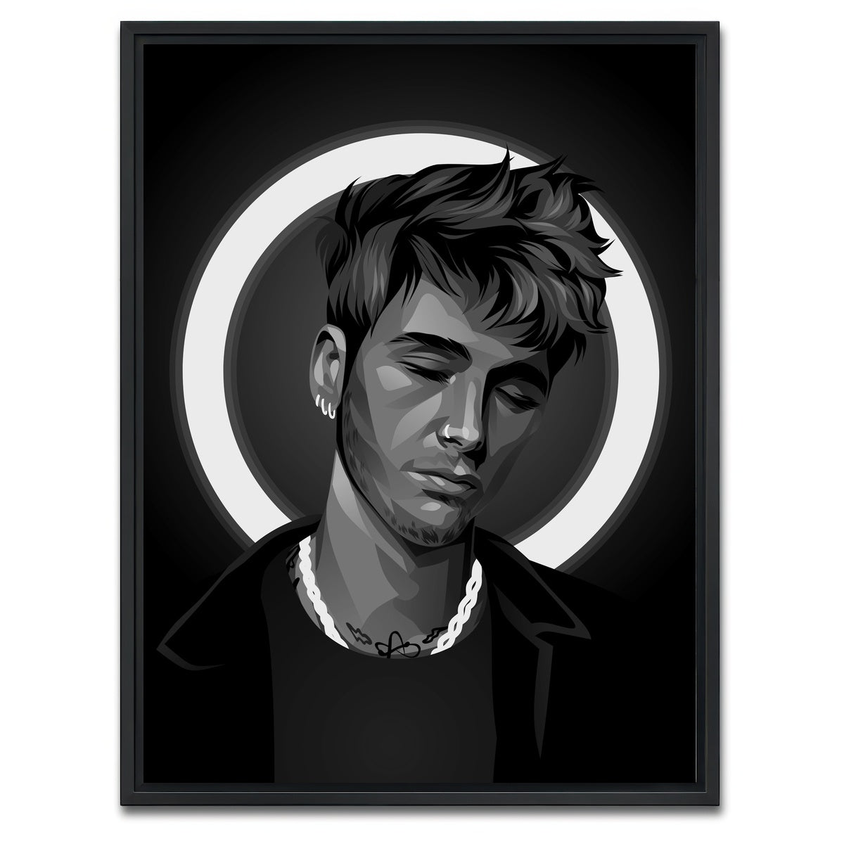 AUTO-MOCKUP WHITE | Grayscale MGK | 1 Piece | Black Framed Canvas | group=3x4