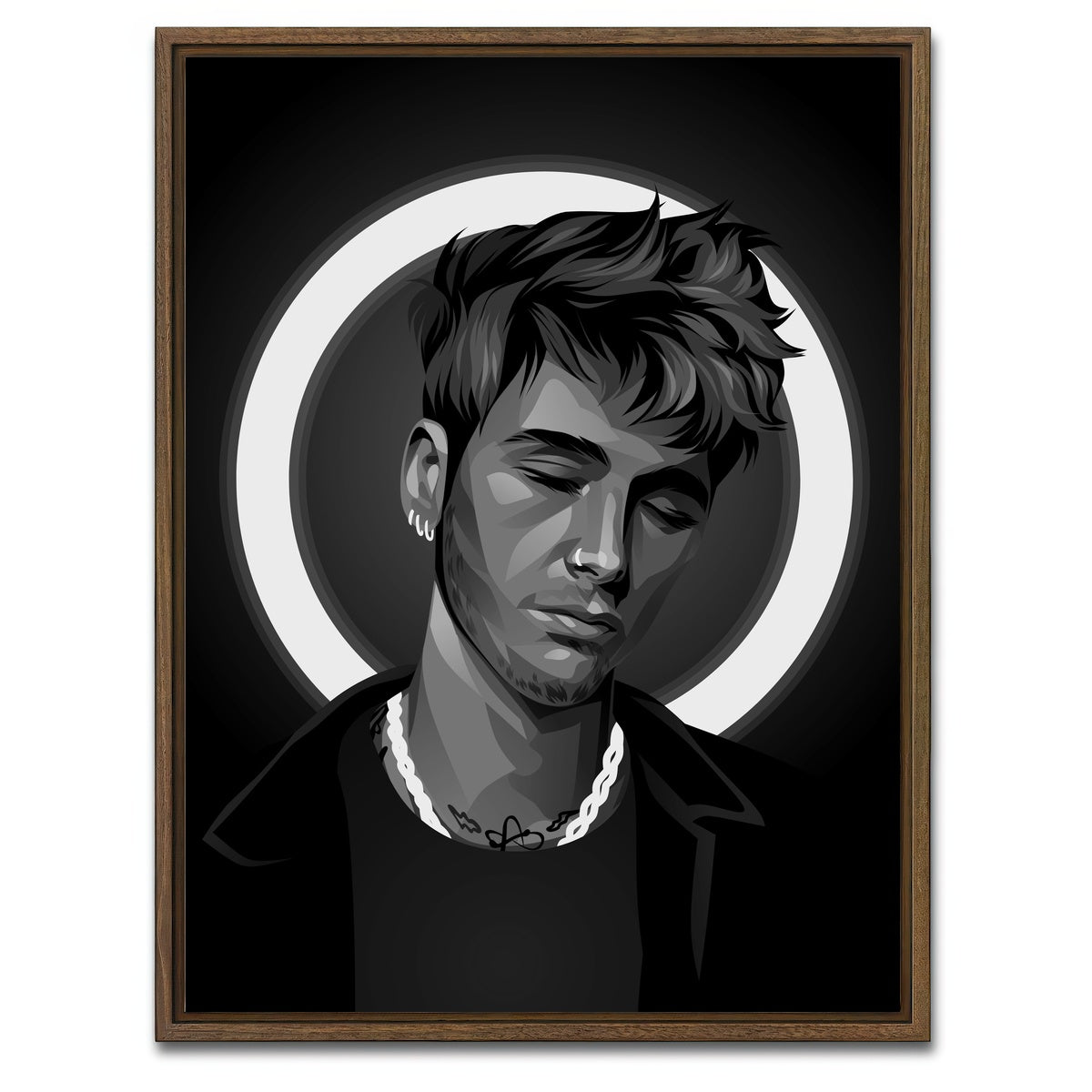 AUTO-MOCKUP WHITE | Grayscale MGK | 1 Piece | Walnut Framed Canvas | group=3x4